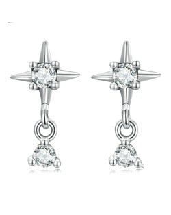 Fine Jewelry Bling Cubic Zirconia Mini Star Women Wholesale 925 Sterling Silver Earrings