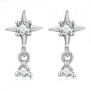Fine Jewelry Bling Cubic Zirconia Mini Star Women Wholesale 925 Sterling Silver Earrings