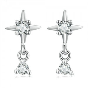 Fine Jewelry Bling Cubic Zirconia Mini Star Women Wholesale 925 Sterling Silver Earrings