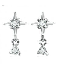Fine Jewelry Bling Cubic Zirconia Mini Star Women Wholesale 925 Sterling Silver Earrings