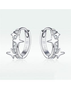 Fashion Fine Jewelry Shiny Stars Ear Clips Women Wholesale 925 Sterling Silver Earrings