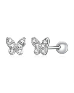 Fine Jewelry Cubic Zirconia Mini Butterfly Ear Clips Women Wholesale 925 Sterling Silver Earrings