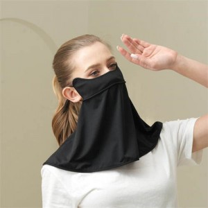 Ice Silk Texture Breathable Anti-UV Facial Sun Protection Semi-shade Face Mask - Black