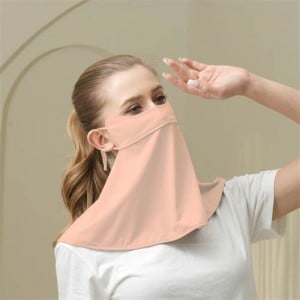 Ice Silk Texture Breathable Anti-UV Facial Sun Protection Semi-shade Face Mask - Orange Pink