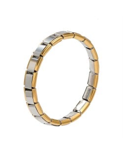 Popular Italy Elastic Watchband Design Wholesale Men's Stainless Steel Modular Bracelet - Silver with Golden