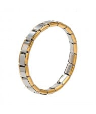 Popular Italy Elastic Watchband Design Wholesale Men's Stainless Steel Modular Bracelet - Silver with Golden