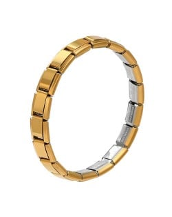 Popular Italy Elastic Watchband Design Wholesale Men's Stainless Steel Modular Bracelet - Golden