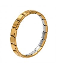 Popular Italy Elastic Watchband Design Wholesale Men's Stainless Steel Modular Bracelet - Golden