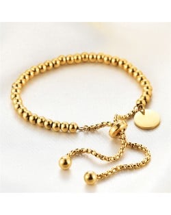 Fashion Beaded Chain Adjustable Design Wholesale Women Stainless Steel Bracelet - Golden