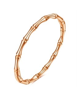 U.S. Popular Round Bamboo Design Wholesale Women Stainless Steel Bangle - Rose Golden