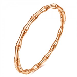 U.S. Popular Round Bamboo Design Wholesale Women Stainless Steel Bangle - Rose Golden