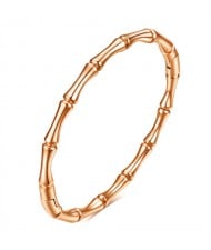 U.S. Popular Round Bamboo Design Wholesale Women Stainless Steel Bangle - Rose Golden