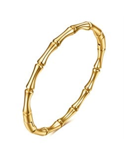 U.S. Popular Round Bamboo Design Wholesale Women Stainless Steel Bangle - Golden