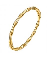 U.S. Popular Round Bamboo Design Wholesale Women Stainless Steel Bangle - Golden