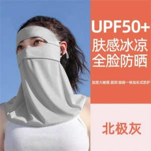 Ice Silk Breathable Anti-UV Sun Protection Full Face Mask - Light Gray