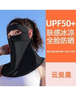 Ice Silk Breathable Anti-UV Sun Protection Full Face Mask - Black