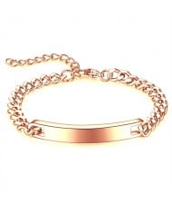 Simple Design Polishing Thick Chain Wholesale Men Stainless Steel Bracelet - Rose Gold