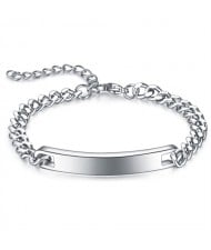 Simple Design Polishing Thick Chain Wholesale Men Stainless Steel Bracelet - Silver