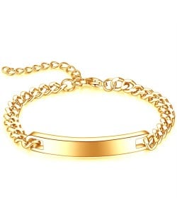 Simple Design Polishing Thick Chain Wholesale Men Stainless Steel Bracelet - Golden