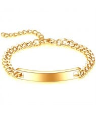 Simple Design Polishing Thick Chain Wholesale Men Stainless Steel Bracelet - Golden