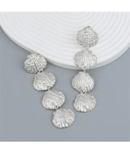 Osean Theme Alloy Sea Shells Desigh Fashion Wholesale Women Dangle Earrings - Silver