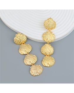 Osean Theme Alloy Sea Shells Desigh Fashion Wholesale Women Dangle Earrings - Golden
