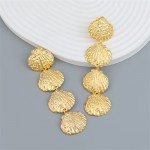Osean Theme Alloy Sea Shells Desigh Fashion Wholesale Women Dangle Earrings - Golden