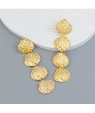 Osean Theme Alloy Sea Shells Desigh Fashion Wholesale Women Dangle Earrings - Golden