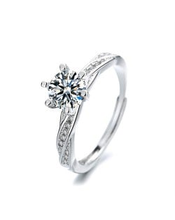 Shiny Full Rhinestone Six Claw Classic Design Fashion Wholesale Women Wedding Ring
