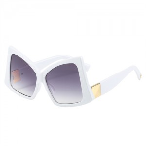 Irregular Big Frame Unique Design Wholesale Fashion Women Sunglasses - White