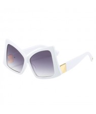 Irregular Big Frame Unique Design Wholesale Fashion Women Sunglasses - White