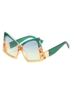 Irregular Big Frame Unique Design Wholesale Fashion Women Sunglasses - Greey with Yellow
