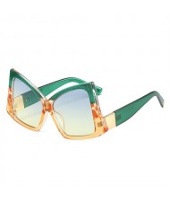Irregular Big Frame Unique Design Wholesale Fashion Women Sunglasses - Greey with Yellow