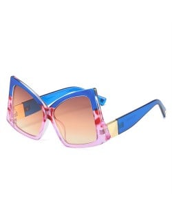 Irregular Big Frame Unique Design Wholesale Fashion Women Sunglasses - Blue with Pink