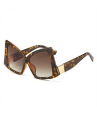 Irregular Big Frame Unique Design Wholesale Fashion Women Sunglasses - Leopard