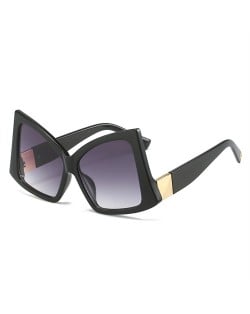 Irregular Big Frame Unique Design Wholesale Fashion Women Sunglasses - Black