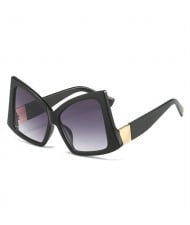 Irregular Big Frame Unique Design Wholesale Fashion Women Sunglasses - Black