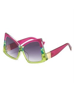 Irregular Big Frame Unique Design Wholesale Fashion Women Sunglasses - Rose with Green