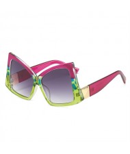 Irregular Big Frame Unique Design Wholesale Fashion Women Sunglasses - Rose with Green