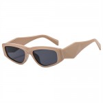 Wide Leg Thin Frame Cat Eye Design Wholesale Fashion Women Sunglasses - Khaki