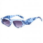 Wide Leg Thin Frame Cat Eye Design Wholesale Fashion Women Sunglasses - Blue