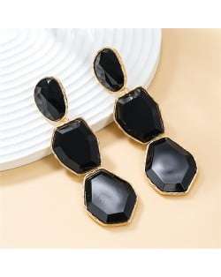 Bohemian Style Irregular Geometry Resin Fashion Wholesale Women Dangle Earrings - Black