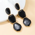 Bohemian Style Irregular Geometry Resin Fashion Wholesale Women Dangle Earrings - Black