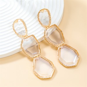 Bohemian Style Irregular Geometry Resin Fashion Wholesale Women Dangle Earrings - Clear