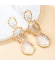 Bohemian Style Irregular Geometry Resin Fashion Wholesale Women Dangle Earrings - Clear