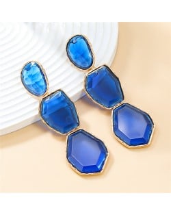 Bohemian Style Irregular Geometry Resin Fashion Wholesale Women Dangle Earrings - Blue