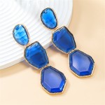 Bohemian Style Irregular Geometry Resin Fashion Wholesale Women Dangle Earrings - Blue