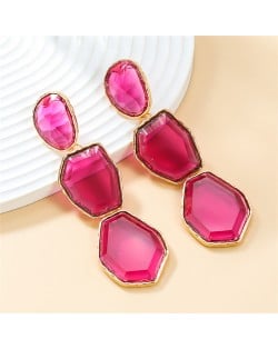 Bohemian Style Irregular Geometry Resin Fashion Wholesale Women Dangle Earrings - Rose