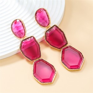 Bohemian Style Irregular Geometry Resin Fashion Wholesale Women Dangle Earrings - Rose