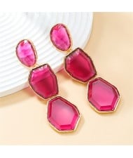 Bohemian Style Irregular Geometry Resin Fashion Wholesale Women Dangle Earrings - Rose